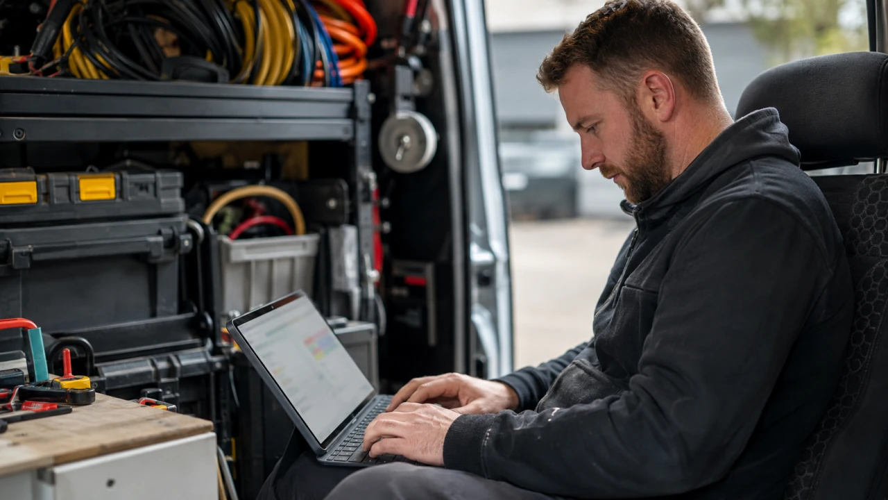 A trade professional booking a commercial solar panel collection online in Sydney