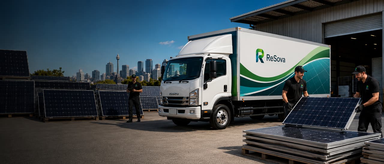 Used solar panels prepared for recycling and recovery in Sydney