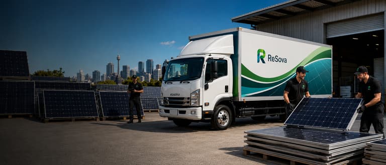 Old and damaged solar panels prepared for collection in Sydney